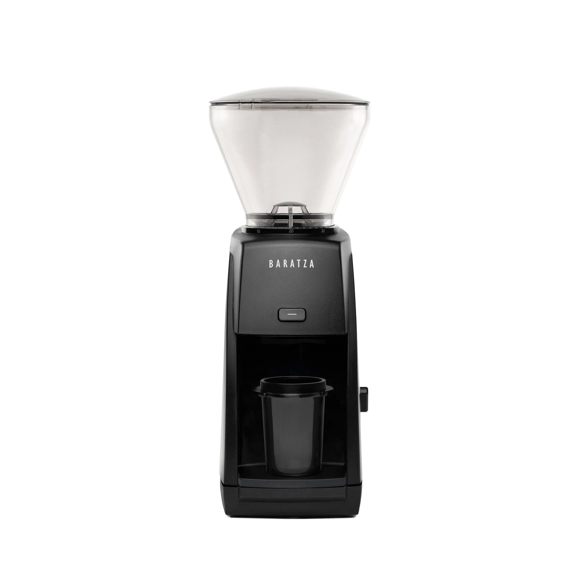 A front picture of the black Baratza Encore ESP coffee grinder.